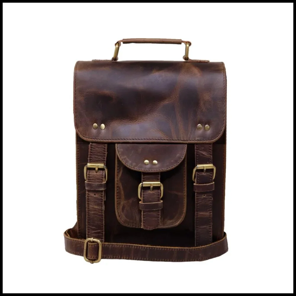 Vintage Leather Messenger Bag Crossbody Satchel Laptop Office Commuter Bag